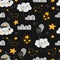 Vector seamless patterns with cute cartoon characters