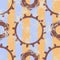 Vector seamless patterns with mechanism of watch. Creative geometric beige grunge backgrounds with gear wheel.