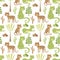 Vector Seamless Safari Pattern with leopards