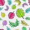 Vector seamless summer pattern. Bright cute cartoon style. Summe