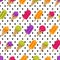 Vector seamless summer pattern with multicolor ice cream. Cones ice cream and ice lolly and polka dot background.