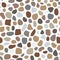 Vector seamless terrazzo pattern in brawn, gray on white background.