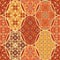 Vector seamless texture. Mosaic patchwork ornament with oval elements. Portuguese azulejos decorative pattern