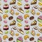 Vector seamless tiling patterns - bakery and pastry