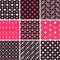 Vector seamless tiling patterns - geometric, polka dot, hearts