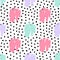 Vector seamless trendy messy geometric and polka dot pattern