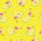 Vector seamless tropical pattern with animal pink flamingo l