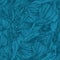 Vector seamless turquoise wave doodle hand drawn pattern.