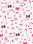 Vector seamless valentine`s day pattern from doodle hand drawn hearts, giftboxes, tea cups and love labels