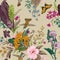 Vector seamless vintage floral pattern. Exotic flowers and birds.