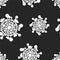 Vector seamless virus pattern. Cartoon black and white cell design. Artistic endless bacteria background. Coronavirus