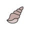 Vector seashell, shell flat color line icon.