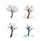 Vector seasons autumn winter spring summer trees leaves tree trunks forest garden icons nature color on white background