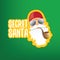 vector secret santa claus with sunglasses label or sticker isolated on green background. Secret santa gift ideas concept