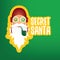 vector secret santa claus with sunglasses label or sticker isolated on green background. Secret santa gift ideas concept