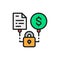 Vector secured loan, loan agreement flat color line icon.