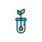 Vector seed germination, DNA plant flat color line icon.
