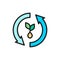 Vector seed growth, recycle plant flat color line icon.