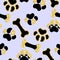 Vector semless golden sparkle pattern with dogs theme elements