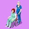 Vector Senior Male Nurse and Patient Medical Isometric People