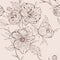 Vector sepia seamless background with peony