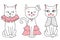 Vector series with cute fashion cats. Stylish kitten set.