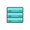 Vector server, data, web hosting flat color line icon.