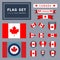 Vector set of 16 different Canada flag related illustrations