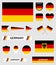 Vector set of 16 different german flag related illustrations
