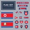 Vector set of 16 different North Korea flag related illustrations