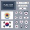 Vector set of 16 different South Korea flag related illustrations