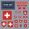 Vector set of 17 different Switzerland flag related illustrations