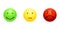 Vector Set of 3 Smileys - Green Happy, Yellow Calm and Red Furious