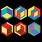 Vector set of 3d geometric logo cubes