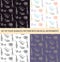 Vector set of 4 seamless patterns with sketch musical instruments