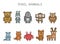 Vector set of 8 bit pixel animals