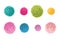 Vector Set of 8 Colorful Pom Poms Decorative Elements. Great for nursery room, handmade cards, invitations, baby designs