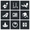 Vector Set of Abortion Icons. Equipment, Surgery, Birth, Monthly, Date, Medicine, Contraception, Diagnosis, Test.