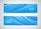 Vector set of abstract blue wavy headers, water flow banners.