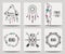 Vector set of abstract ethnic flyers with arrows, dreamcatcher, feather frames