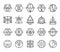 Vector set of abstract linear hipster logos. Geometric icons, identity, stamps, signs