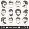 Vector set of abstract men hairstyle silhouettes
