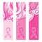 Vector set with abstract vertical banners with dotted pink swirl and dotted ribbon .