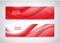 Vector set of abstract wavy horizontal headers, web banners. Water flow, stream.