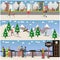 Vector set of active winter people posters in flat design