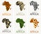 Vector set with african textures map illustration