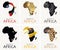 Vector set with african textures map illustrations