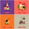 Vector set of alcoholic beverages concept banners, posters, flat style