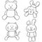 Vector set of animal dolls