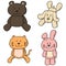 Vector set of animal dolls